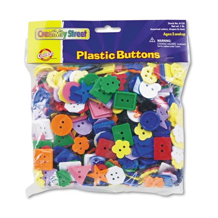 CHENILLE KRAFT Buttons, Plastic, 1 lb., Assorted 6120
